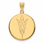 Arizona State Sun Devils Sterling Silver Gold Plated Large Disc Pendant