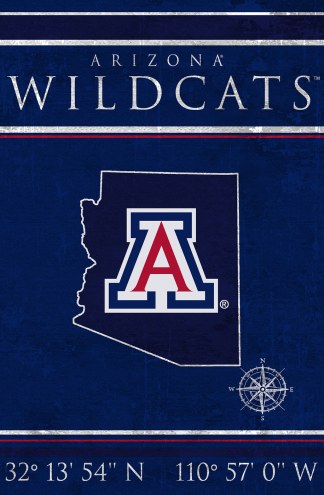 Arizona Wildcats 17&quot; x 26&quot; Coordinates Sign