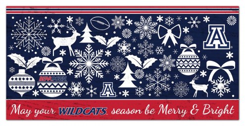 Arizona Wildcats 6&quot; x 12&quot; Merry & Bright Sign