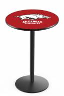 Arkansas Razorbacks Black Wrinkle Bar Table with Round Base