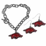 Arkansas Razorbacks Chain Bracelet & Dangle Earring Set