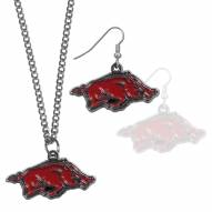 Arkansas Razorbacks Dangle Earrings & Chain Necklace Set