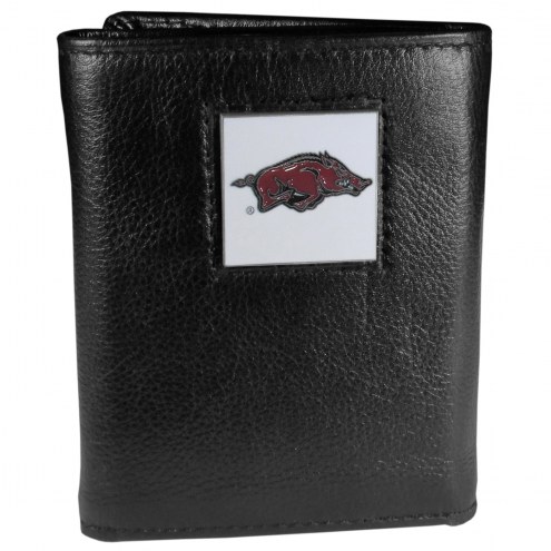 Arkansas Razorbacks Deluxe Leather Tri-fold Wallet in Gift Box