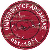 Arkansas Razorbacks Distressed Round Sign