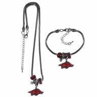 Arkansas Razorbacks Euro Bead Necklace & Bracelet Set