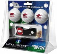 Arkansas Razorbacks Golf Ball Gift Pack with Spring Action Divot Tool