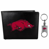 Arkansas Razorbacks Leather Bi-fold Wallet & Valet Key Chain