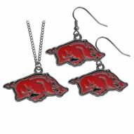 Arkansas Razorbacks Dangle Earrings & Chain Necklace Set
