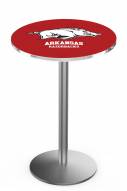 Arkansas Razorbacks Stainless Steel Bar Table with Round Base