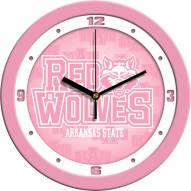 Arkansas State Red Wolves Pink Wall Clock