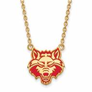 Arkansas State Red Wolves Sterling Silver Gold Plated Large Pendant Necklace