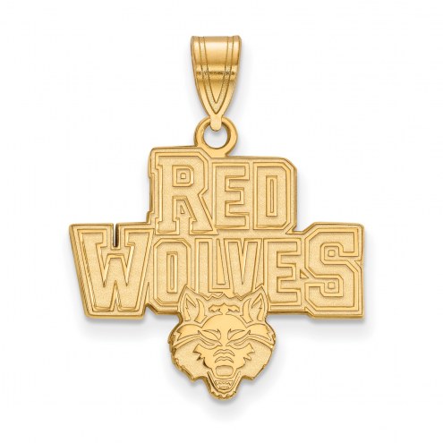 Arkansas State Red Wolves Sterling Silver Gold Plated Large Pendant