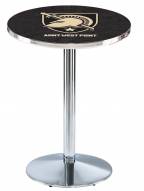 Army Black Knights Chrome Pub Table with Round Base