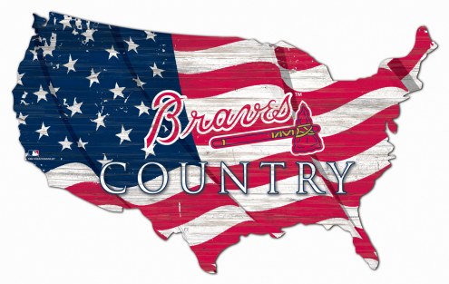 Atlanta Braves 15&quot; USA Flag Cutout Sign