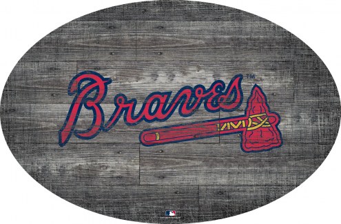 Atlanta Braves 46&quot; Distressed Wood Oval Sign