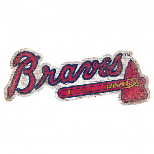 Atlanta Braves Distressed Logo Cutout Sign