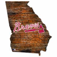 Atlanta Braves Distressed State with Logo Sign