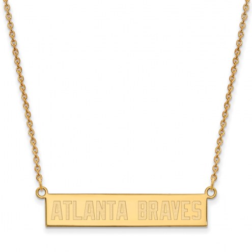 Atlanta Braves Sterling Silver Gold Plated Bar Necklace
