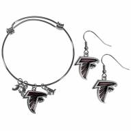 Atlanta Falcons Dangle Earrings & Charm Bangle Bracelet Set