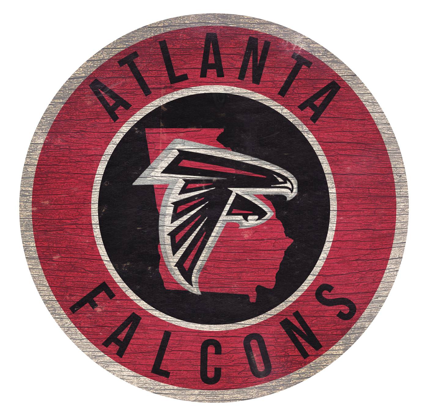 Atlanta Falcons Round State Wood Sign