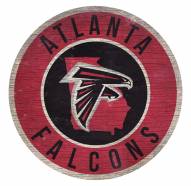 Atlanta Falcons Round State Wood Sign