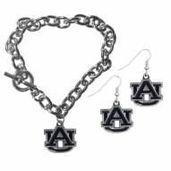 Auburn Tigers Chain Bracelet & Dangle Earring Set