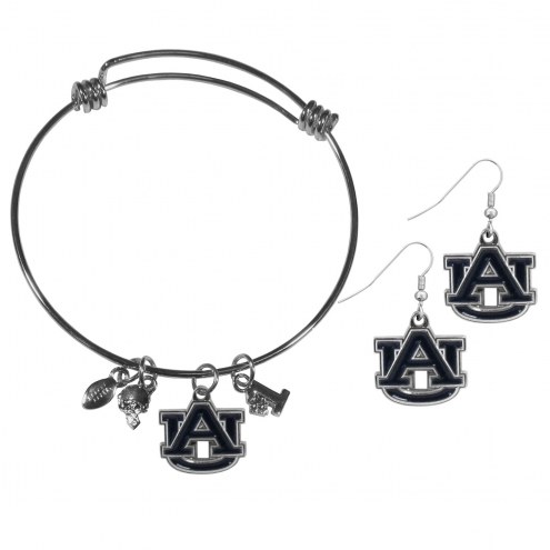 Auburn Tigers Dangle Earrings & Charm Bangle Bracelet Set