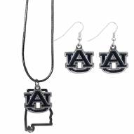 Auburn Tigers Dangle Earrings & State Necklace Set