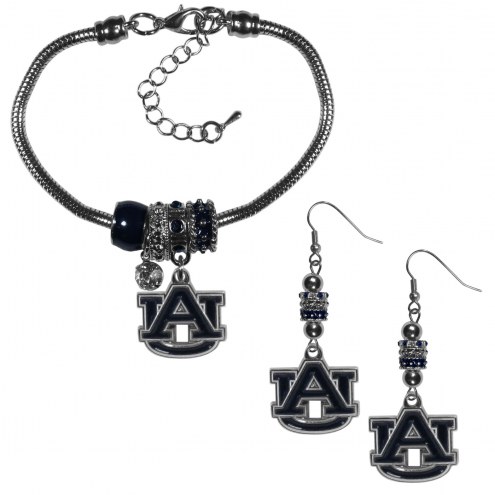 Auburn Tigers Euro Bead Earrings & Bracelet Set