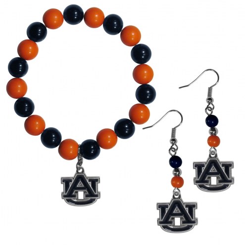Auburn Tigers Fan Bead Earrings & Bracelet Set