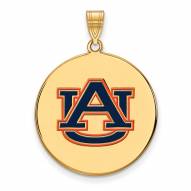 Auburn Tigers Sterling Silver Gold Plated Extra Large Enameled Disc Pendant