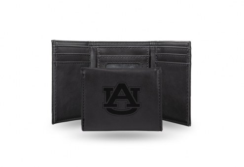 Auburn Tigers Laser Engraved Black Trifold Wallet