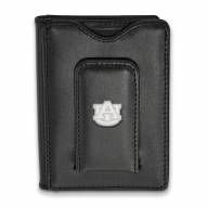 Auburn Tigers Sterling Silver Black Leather Wallet