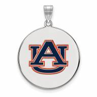 Auburn Tigers Sterling Silver Extra Large Enameled Disc Pendant