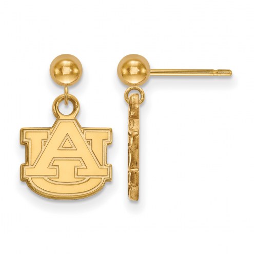Auburn Tigers Sterling Silver Gold Plated Dangle Ball Earrings