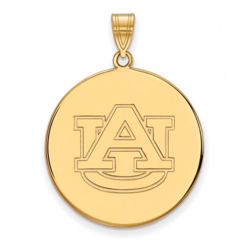 Auburn Tigers Sterling Silver Gold Plated Extra Large Disc Pendant