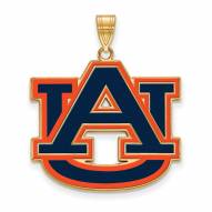 Auburn Tigers Sterling Silver Gold Plated Extra Large Enameled Pendant
