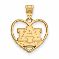 Auburn Tigers Sterling Silver Gold Plated Heart Pendant