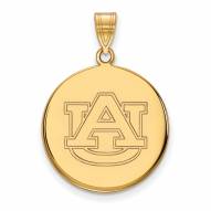 Auburn Tigers Sterling Silver Gold Plated Large Disc Pendant
