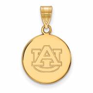 Auburn Tigers Sterling Silver Gold Plated Medium Disc Pendant