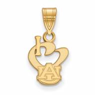 Auburn Tigers Sterling Silver Gold Plated Small I Love Logo Pendant