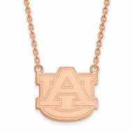 Auburn Tigers Sterling Silver Rose Gold Plated Large Pendant Necklace