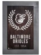 Baltimore Orioles 11" x 19" Laurel Wreath Framed Sign