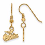 Baltimore Orioles Sterling Silver Gold Plated Extra Small Dangle Earrings