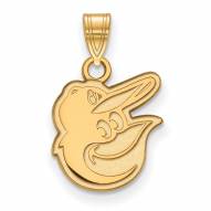 Baltimore Orioles Logo Art Sterling Silver Gold Plated Small Pendant