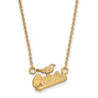 Baltimore Orioles Sterling Silver Gold Plated Small Pendant Necklace