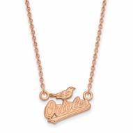 Baltimore Orioles Sterling Silver Rose Gold Plated Small Pendant Necklace