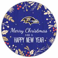 Baltimore Ravens 12" Merry Christmas & Happy New Year Sign