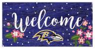 Baltimore Ravens 6" x 12" Floral Welcome Sign