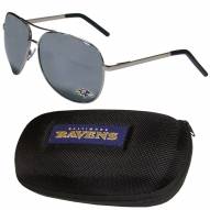 Baltimore Ravens Aviator Sunglasses and Zippered Carrying Case